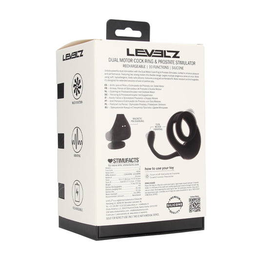 Dual Motor Silicone Cockring with Prostate Stimulator - Black