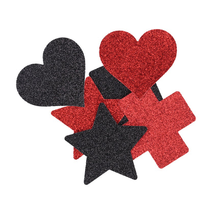 Nipple Cover Set - Cross Star Heart - Red