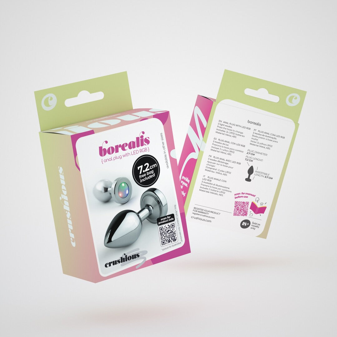 Crushious - Borealis - Metal Anal Plug with LED RGB - Silver