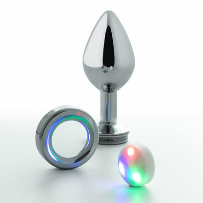 Crushious - Borealis - Metal Anal Plug with LED RGB - Silver