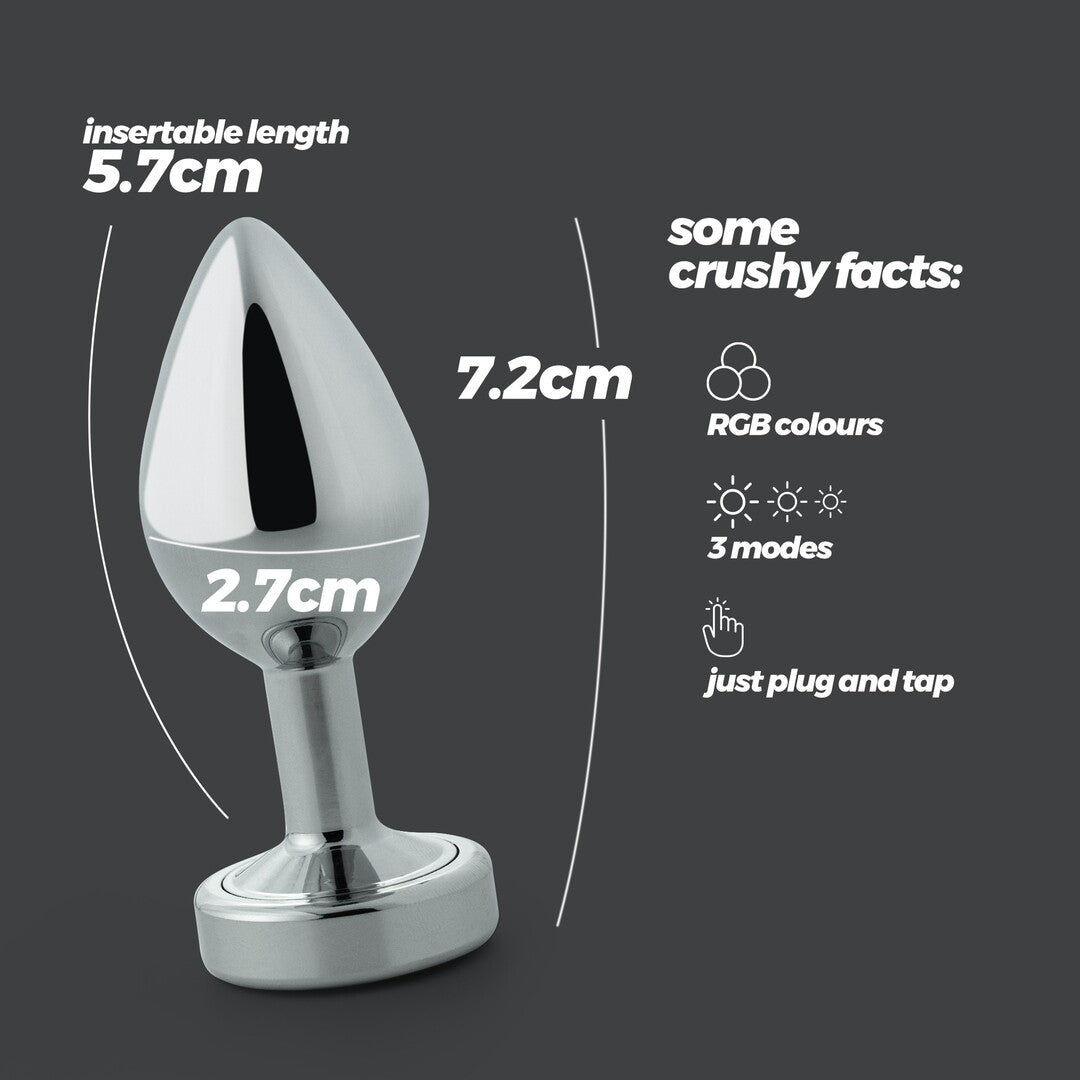 Crushious - Borealis - Metal Anal Plug with LED RGB - Silver