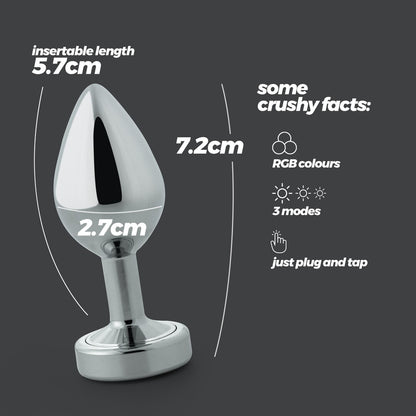 Crushious - Borealis - Metal Anal Plug with LED RGB - Silver
