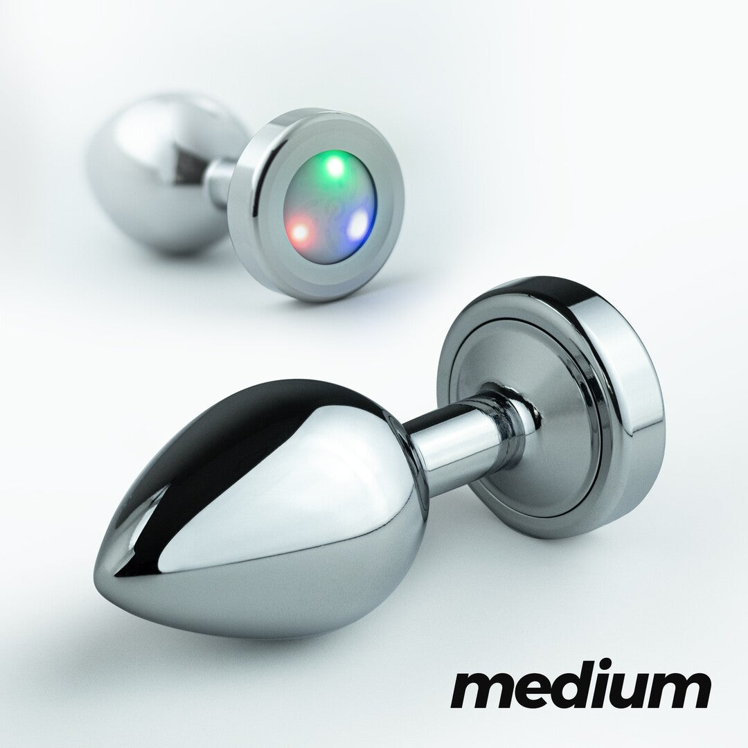 Crushious - Borealis - Metal Anal Plug with LED RGB - Silver
