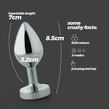 Crushious - Borealis - Metal Anal Plug with LED RGB - Silver