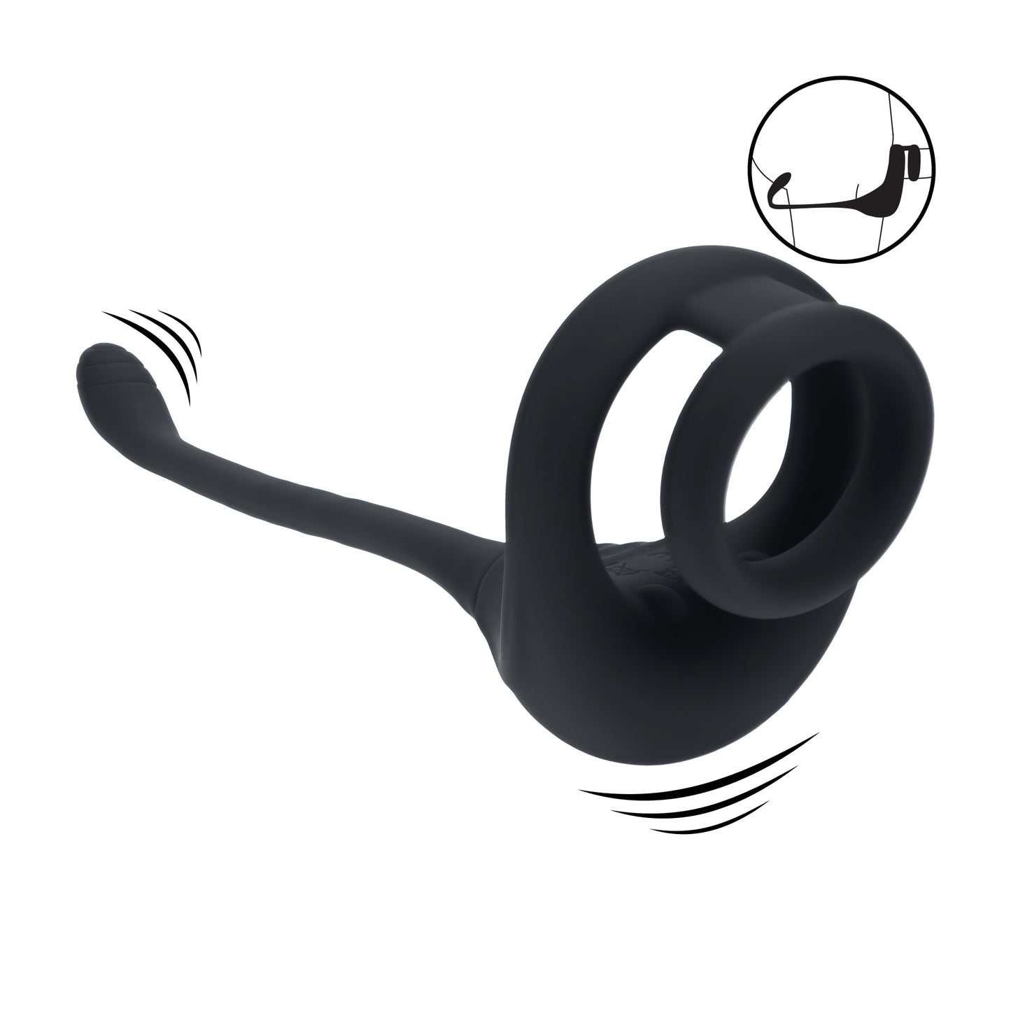 Dual Motor Silicone Cockring with Prostate Stimulator - Black
