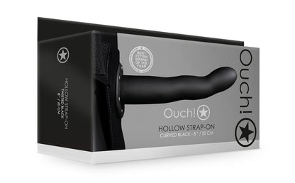 Curved Hollow Strap-On - 8" / 20 cm - Black