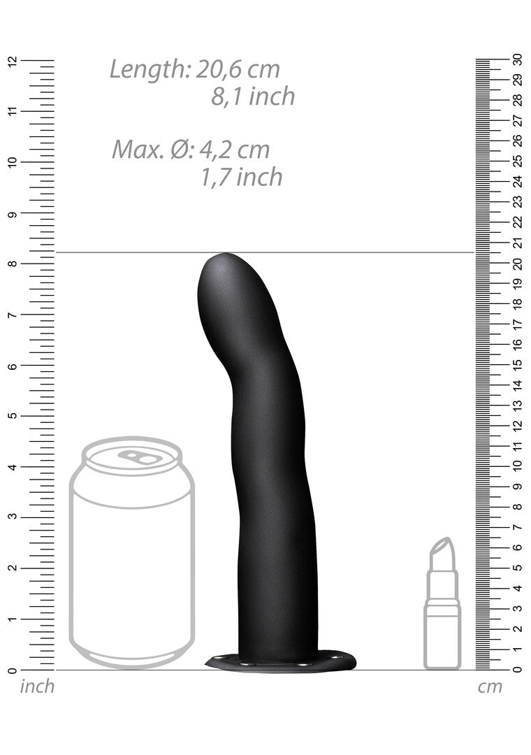 Curved Hollow Strap-On - 8" / 20 cm - Black