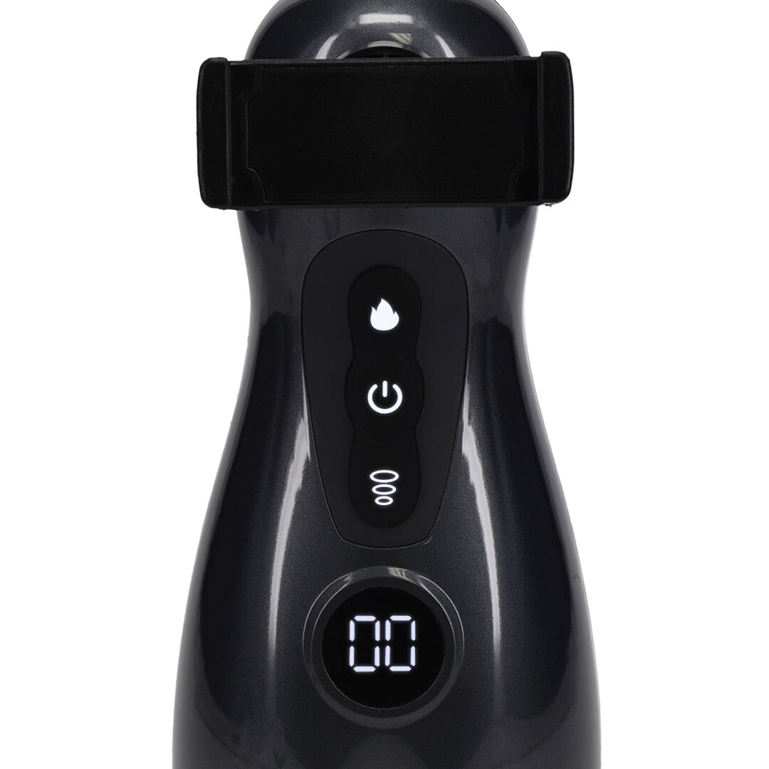 Virtuo - Suction and Vibration Masturbator Pump with Phone Attachment - Gun Metal