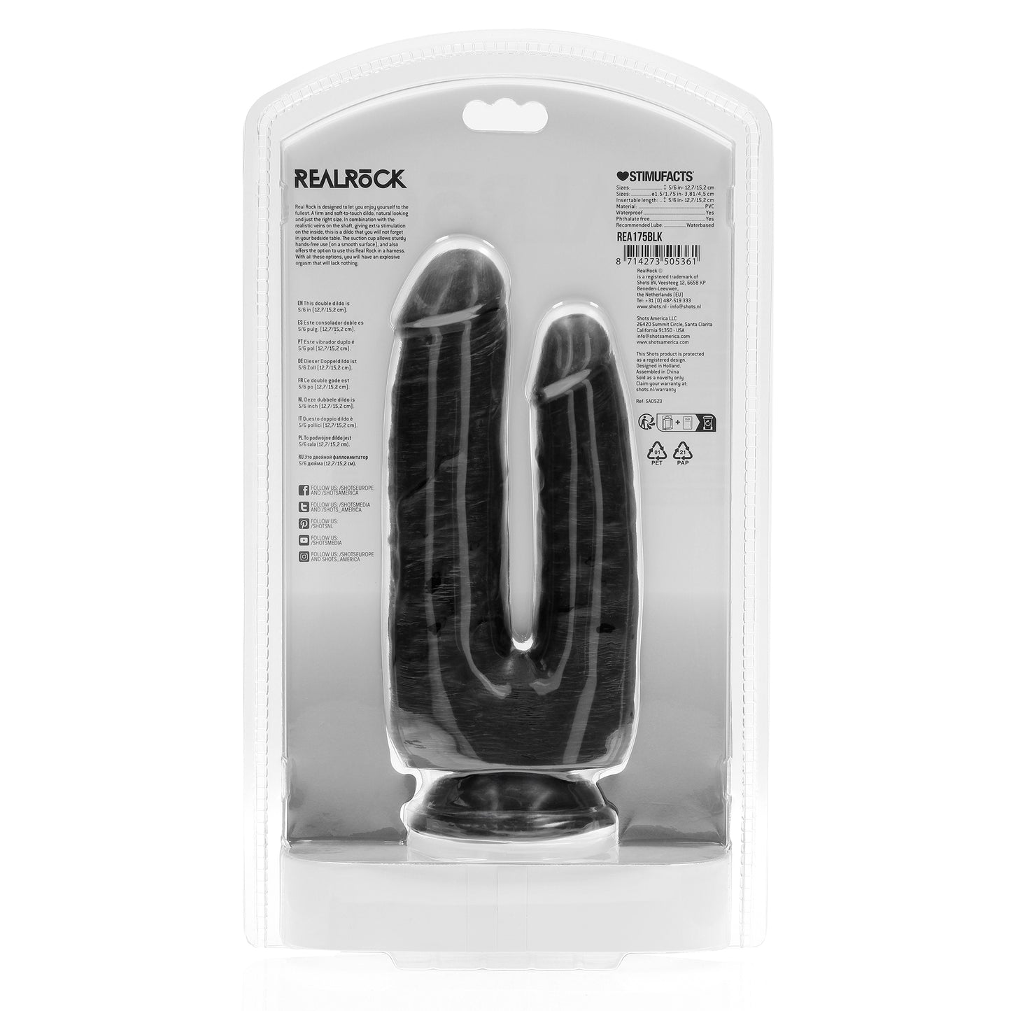 Double Trouble Dildo 5"/6" - 12.7/15.2 cm - Black