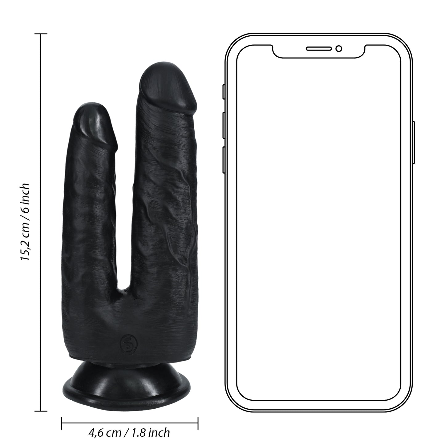 Double Trouble Dildo 5"/6" - 12.7/15.2 cm - Black