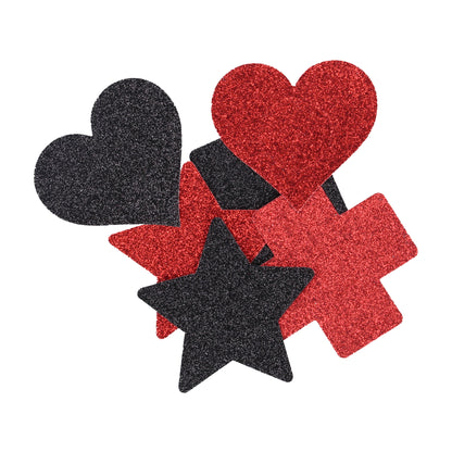 Nipple Cover Set - Cross Star Heart - Black