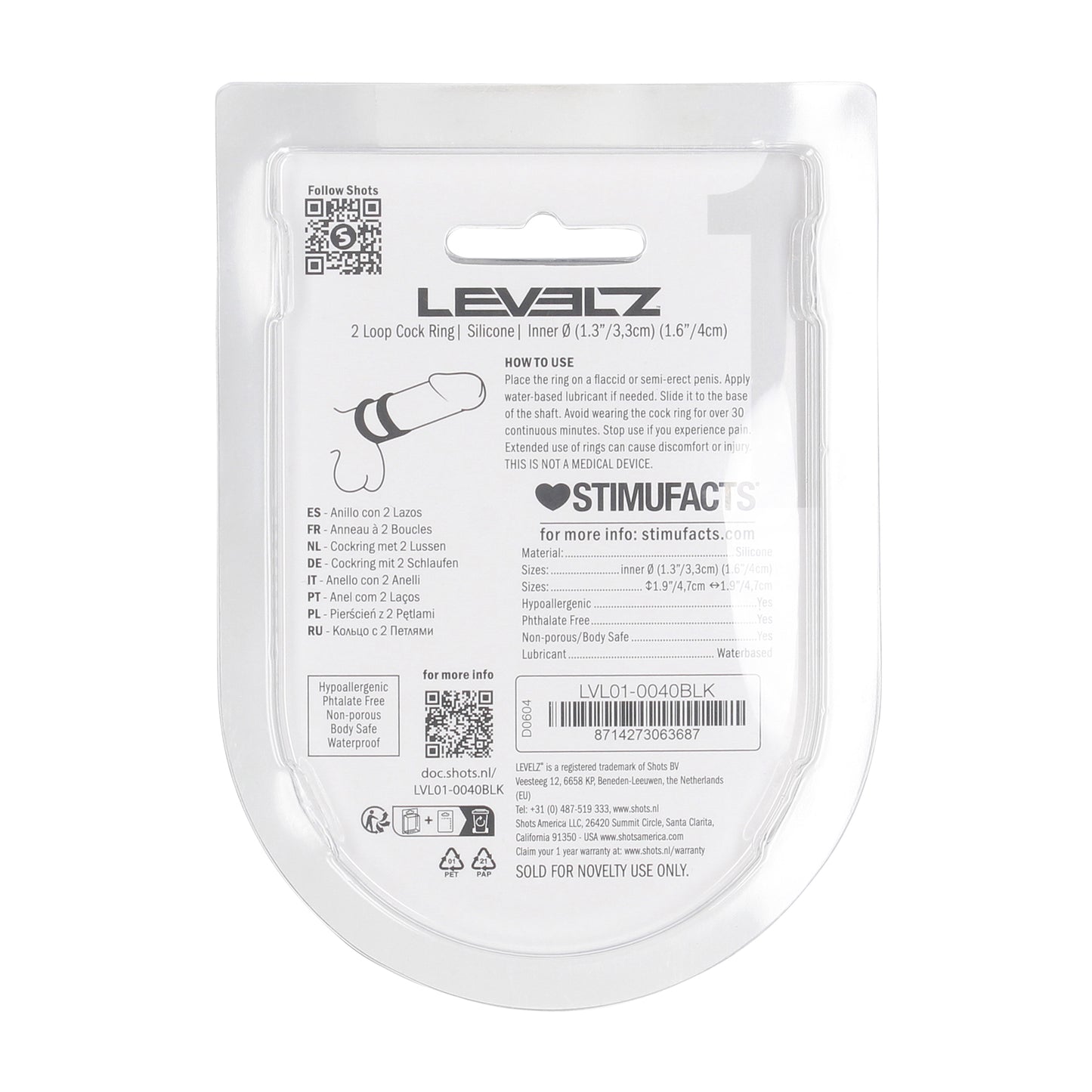 2 Loop Silicone Cockring - Black