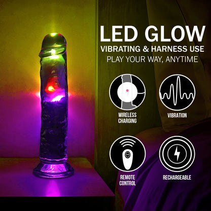 LED Vibrator Penis - 20 cm - Transparent