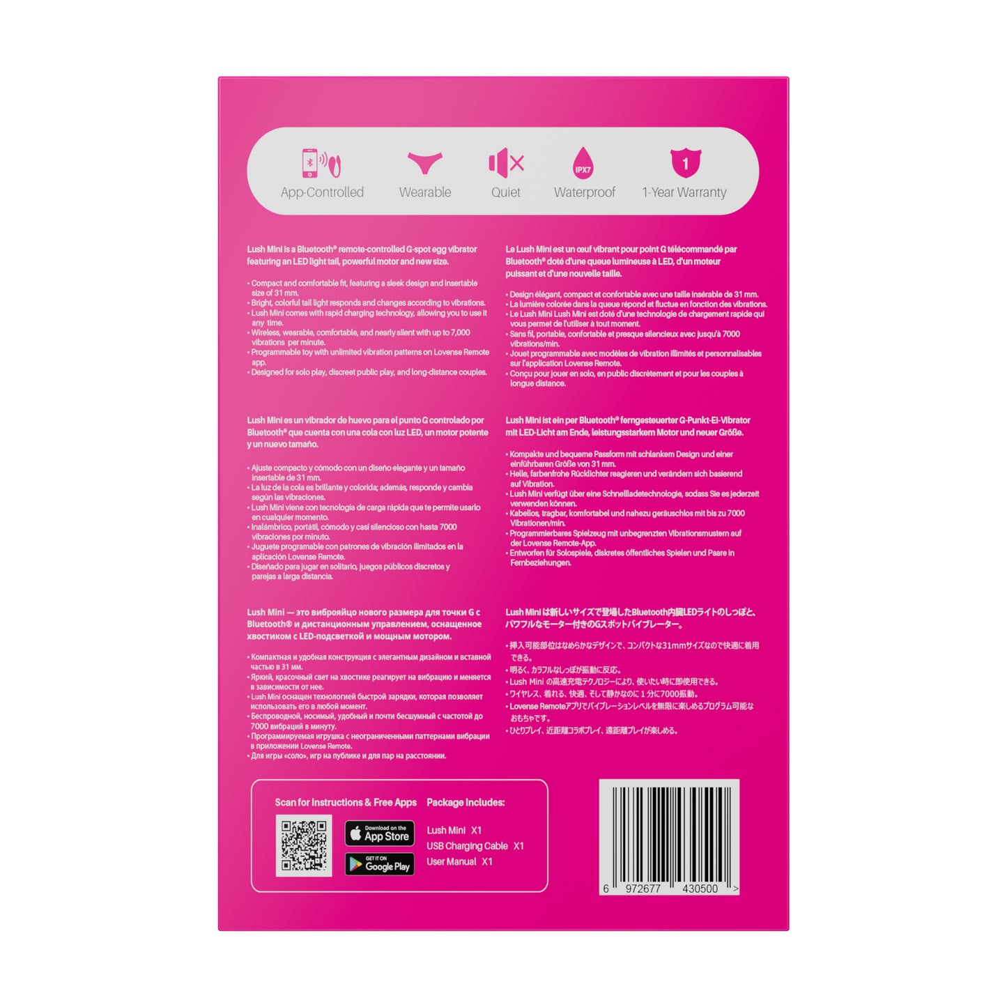 Lush Mini - Powerful Remote-controlled Wearable G-Spot Egg Vibrator - Pink